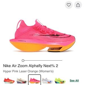 Nike Air Zoom Alphafly NEXT% 2  Hyper Pink/Laser Orange Colorway Women’s 8.5🔥